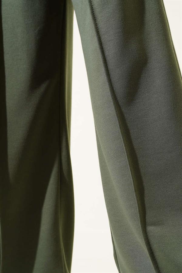Balance Embroidered Elastic Waist Trousers Khaki