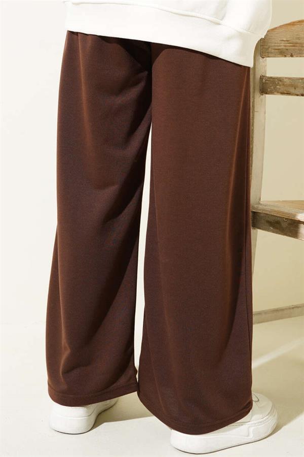 Balance Embroidered Elastic Waist Trousers Brown