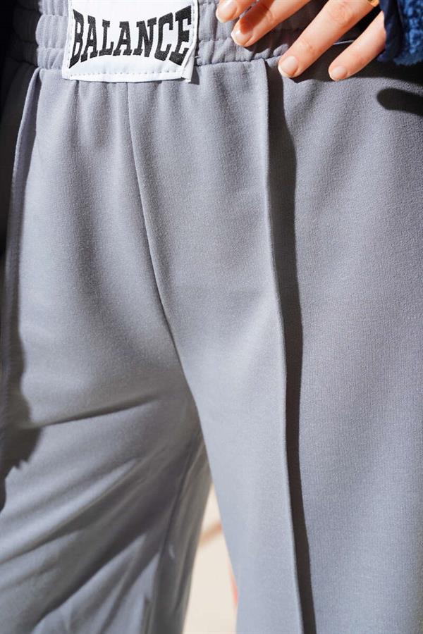 Balance Embroidered Elastic Waist Trousers Slate Grey