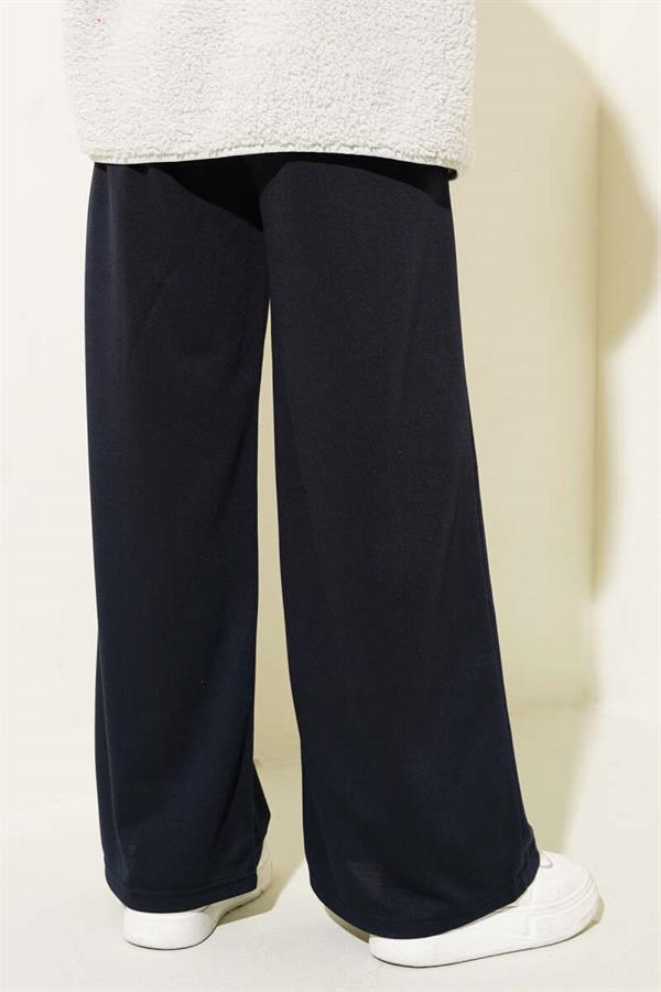 Balance Embroidered Elastic Waist Trousers Navy Blue