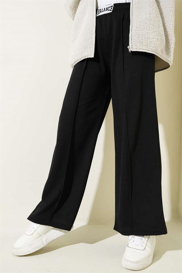 Balance Embroidered Elastic Waist Trousers Black