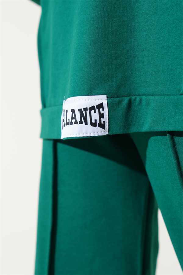 Balance Embroidered Hooded Casual 2 Piece Set Emerald