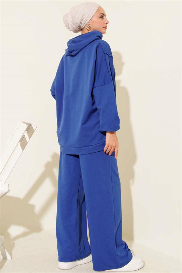 Balance Emblem Hooded Casual 2 Piece Set Saxe