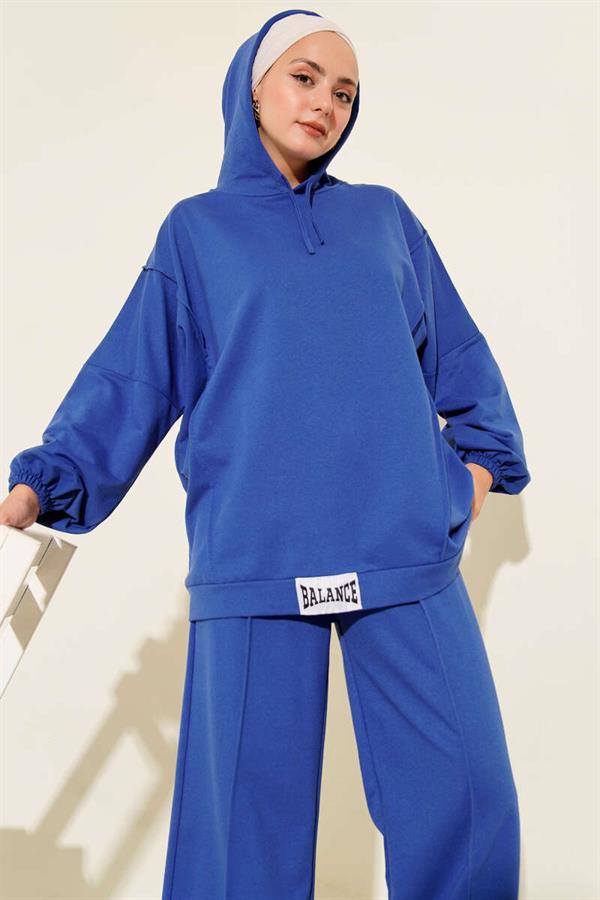 Balance Emblem Hooded Casual 2 Piece Set Saxe