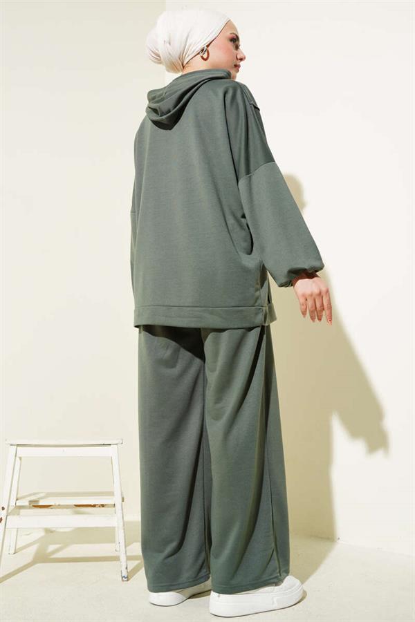 Balance Emblem Hooded Casual 2 Piece Set Age Green