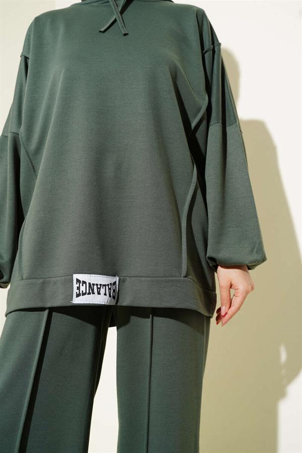 Balance Emblem Hooded Casual 2 Piece Set Age Green