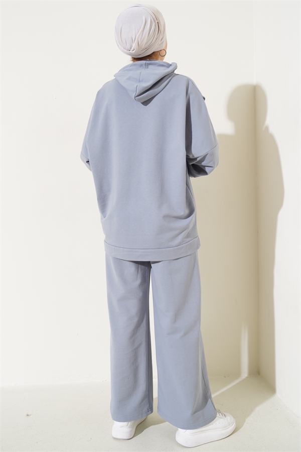 Balance Emblem Hooded Casual 2 Piece Set Slate Grey