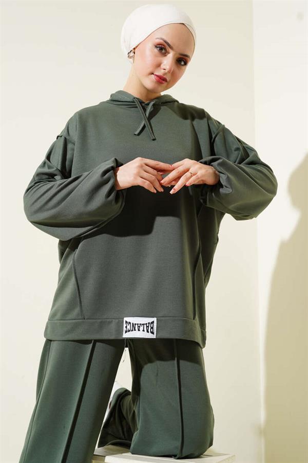 Balance Emblem Hooded Casual 2 Piece Set Age Green