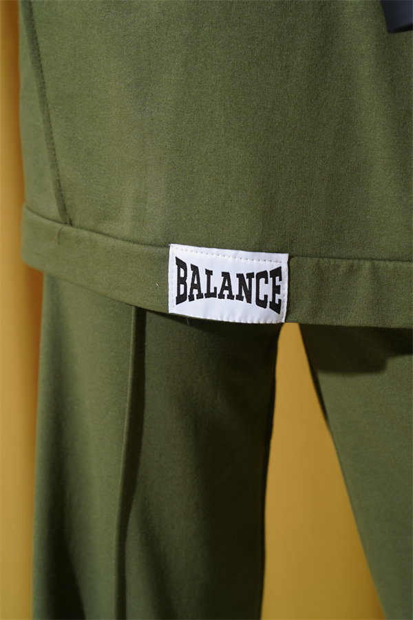 Balance Embroidered Hooded Casual 2 Piece Set Khaki