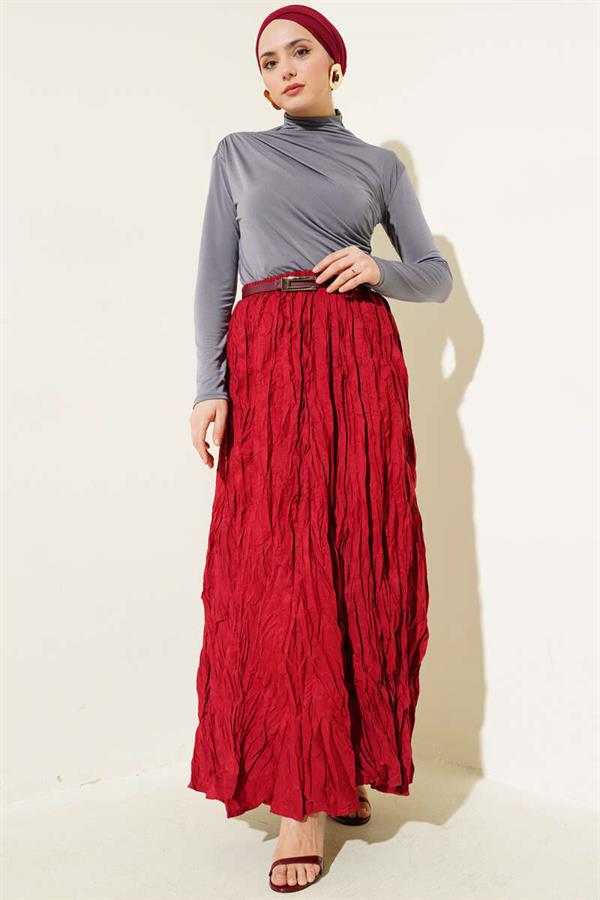 Turtleneck Side Gathered Sandy Blouse Slate Grey