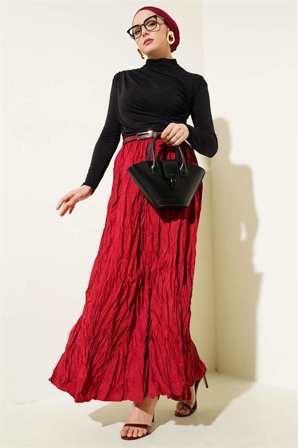Turtleneck Side Gathered Sandy Blouse Black
