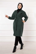 Herringbone Patterned Coat Emerald