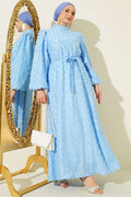 Balloon Sleeve Ring Bearded Dress Blue