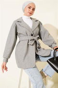 Balloon Sleeve Short Cashmere Coat Gray