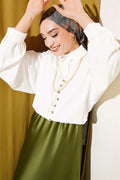 Balloon Sleeve Loose Short Shirt, Ecru