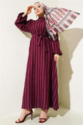 Balloon Sleeve Glitter Bearded Dress Purple
