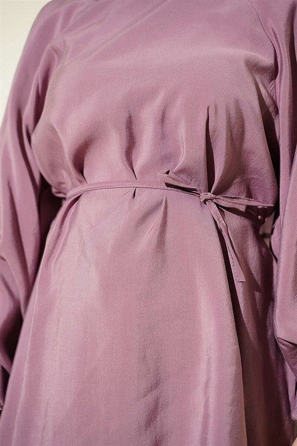 Balloon Sleeve Tencel Drawstring Tunic, Rose Pink