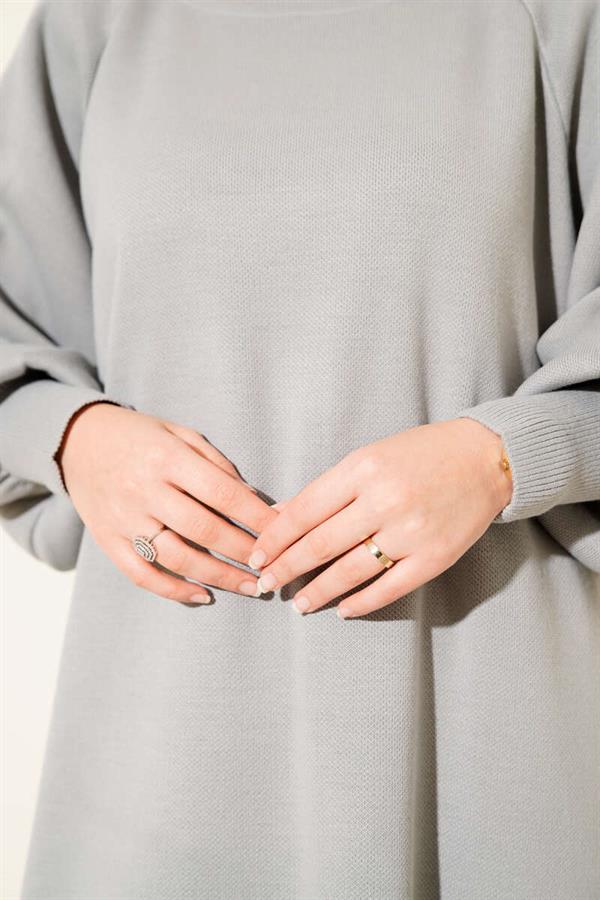 Balloon Sleeve Knit Dress Slate Gray