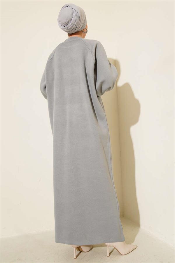 Balloon Sleeve Knit Dress Slate Gray