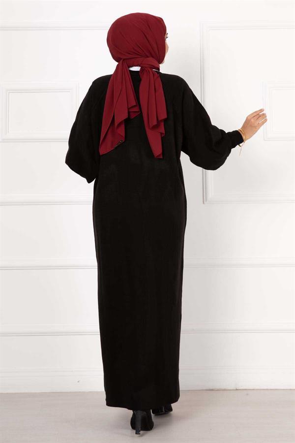 Balloon Sleeve Knit Dress Black