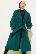 Balloon Sleeve Long Model Emerald Cashmere Coat