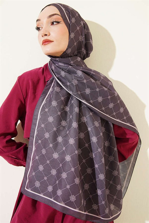 Baroque Motif Soft Shawl Dark Lilac