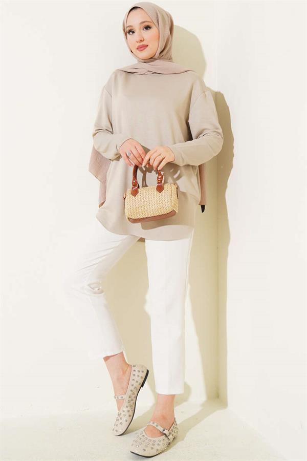 Basic Bottom Seamless Tunic Beige