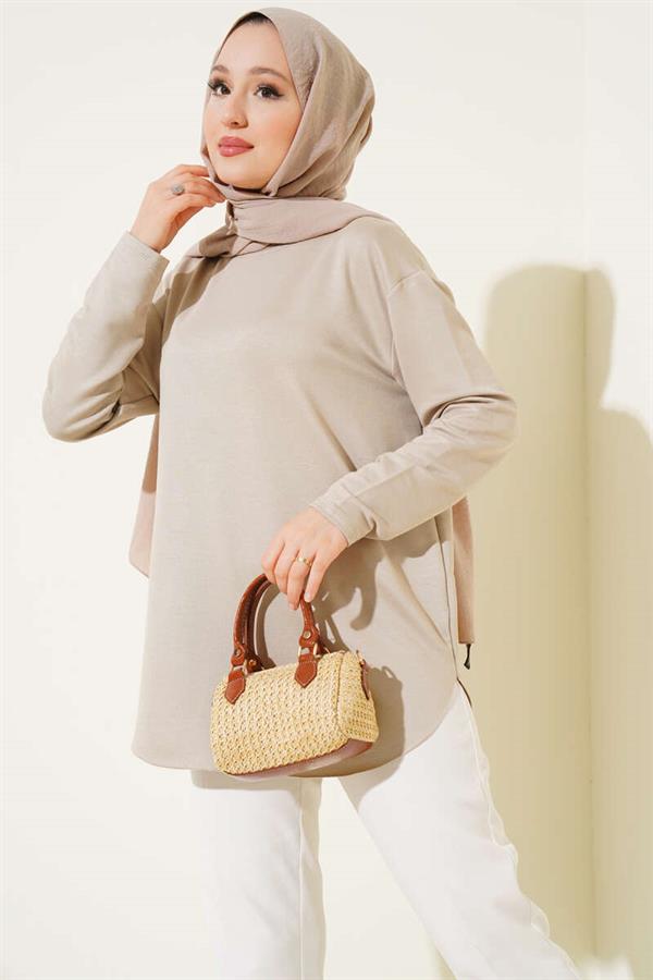 Basic Bottom Seamless Tunic Beige