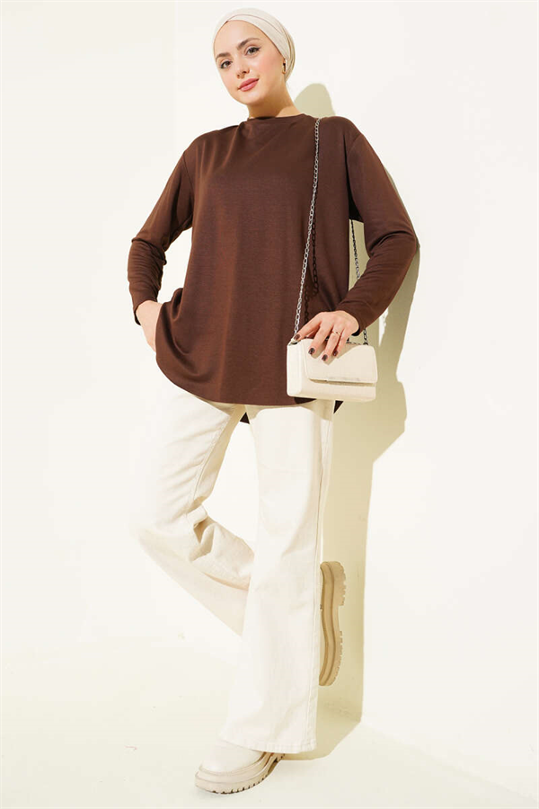Basic Seamless Bottom Tunic Brown