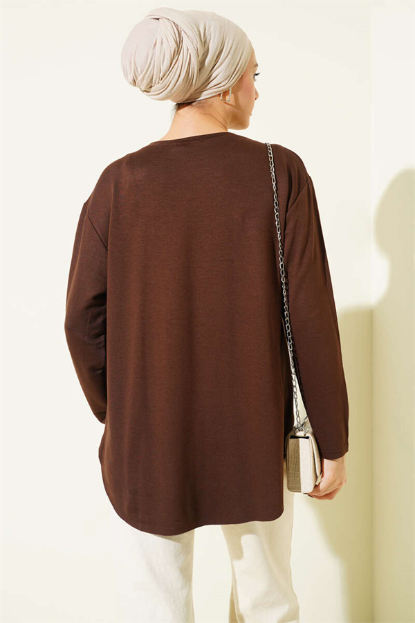 Basic Seamless Bottom Tunic Brown