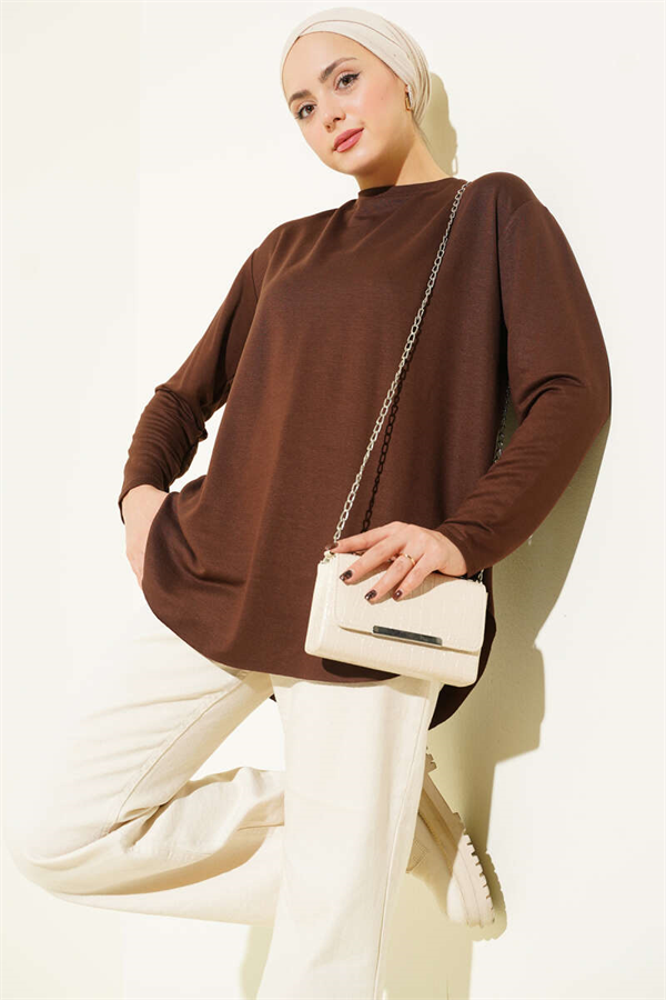Basic Seamless Bottom Tunic Brown