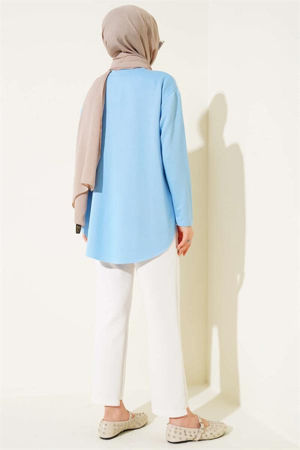 Basic Bottom Seamless Tunic Blue