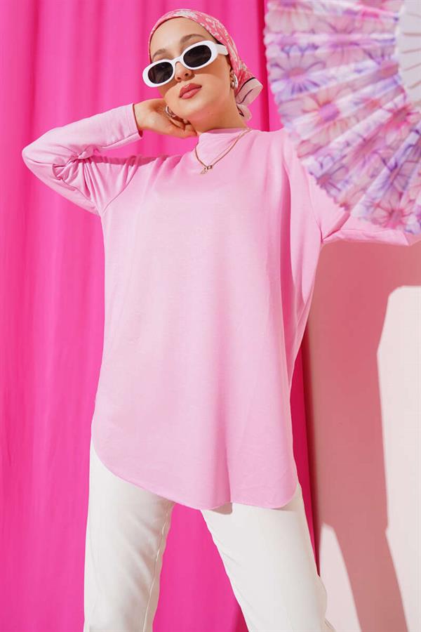 Basic Bottom Seamless Tunic Pink