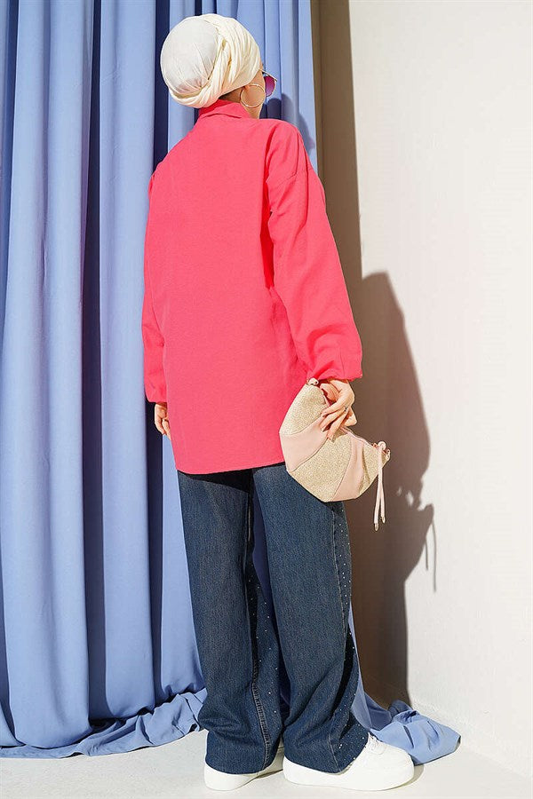 Basic Shirt with Elasticated Cuffs, Pomegranate Blossom