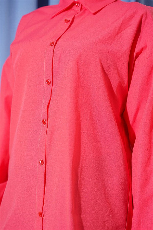 Basic Shirt with Elasticated Cuffs, Pomegranate Blossom