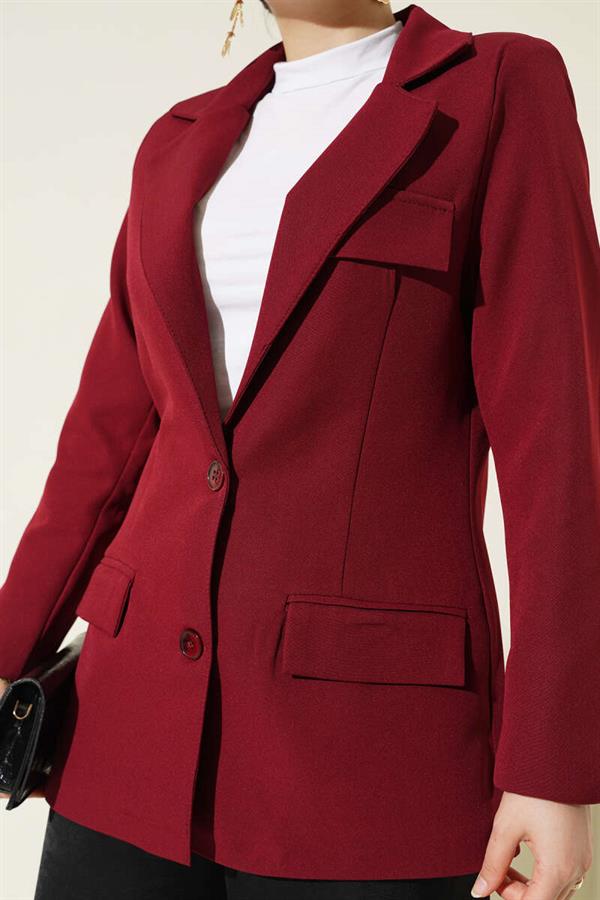 Basic Pocket Jacket Burgundy