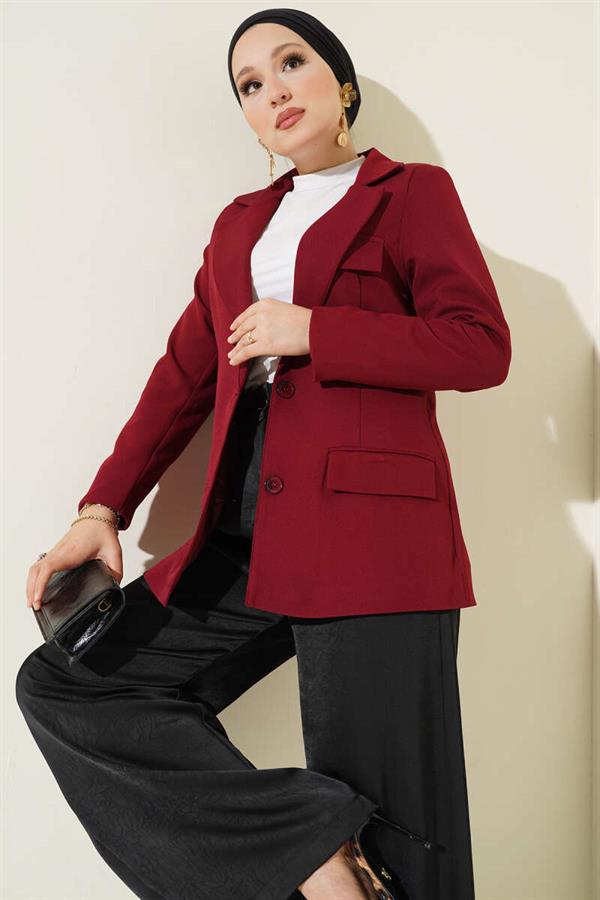 Basic Pocket Jacket Burgundy
