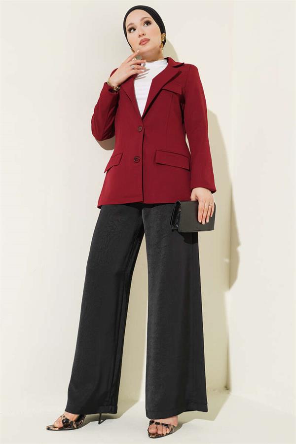 Basic Pocket Jacket Burgundy