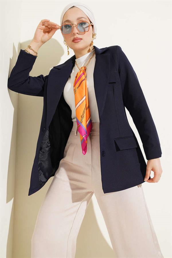 Basic Pocket Jacket Navy Blue