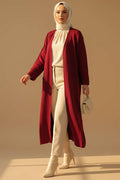 Basic Double Pocket Long Knit Dress Burgundy