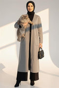 Basic Double Pocket Long Knit Dress Gray