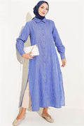 Basic Striped Long Tunic in Navy Blue