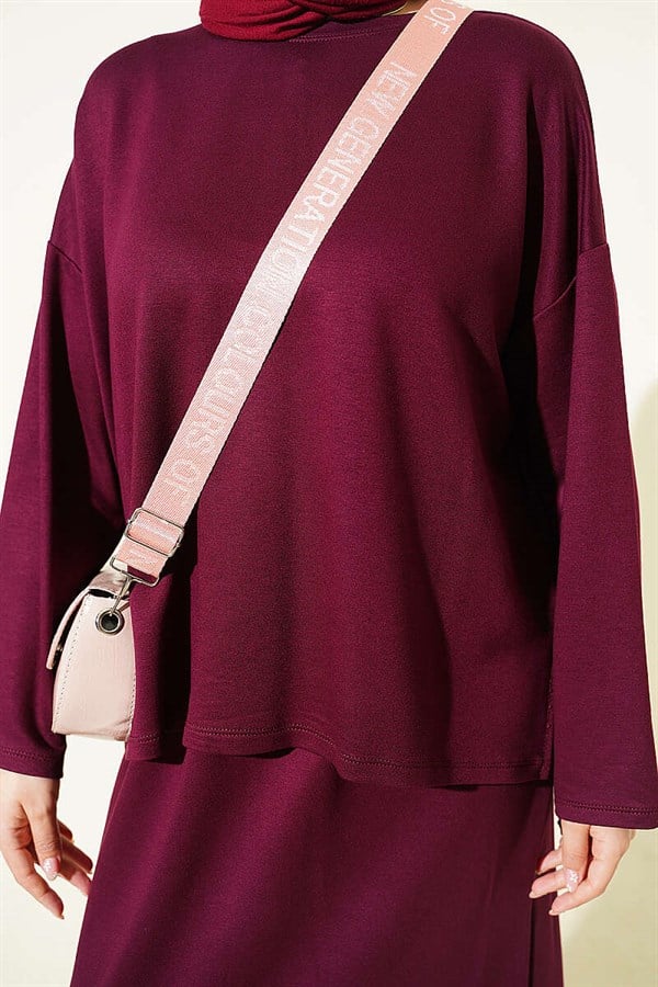 Basic Skirt and 2 Piece Set, Plum