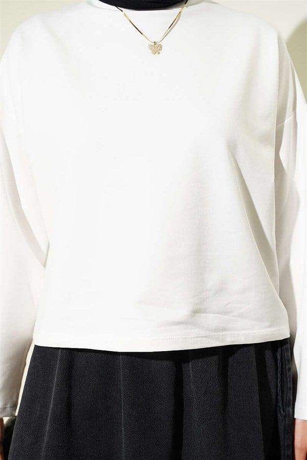 Basic Wide-Sleeve Blouse, Ecru