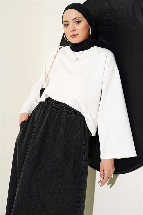 Basic Wide-Sleeve Blouse, Ecru
