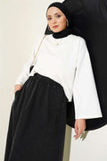 Basic Wide-Sleeve Blouse, Ecru