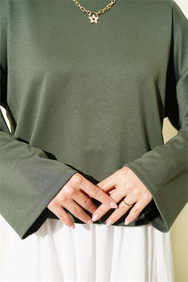 Basic Wide-Sleeve Blouse Khaki