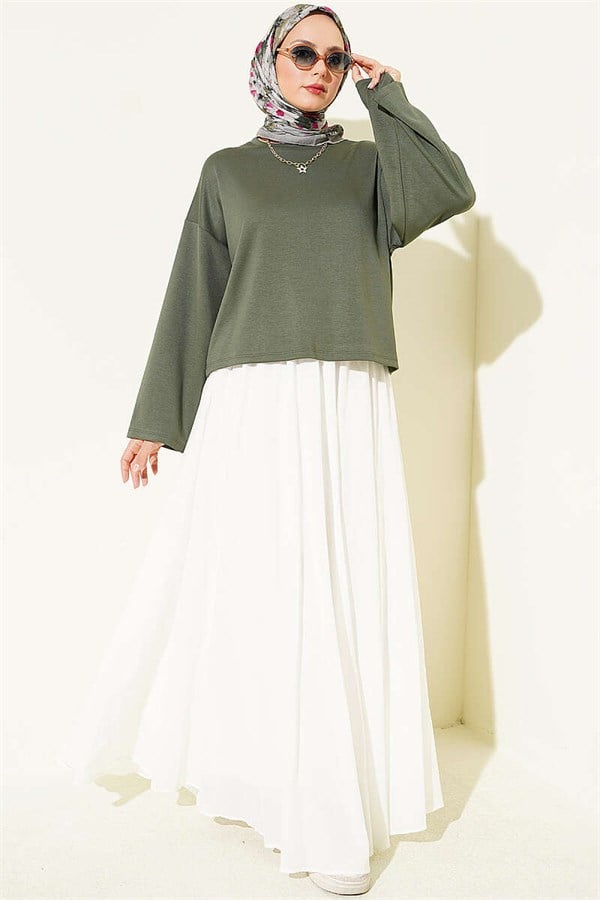 Basic Wide-Sleeve Blouse Khaki