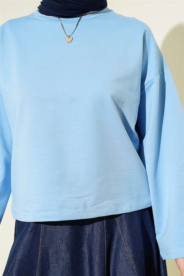 Basic Wide-Sleeve Blouse Blue