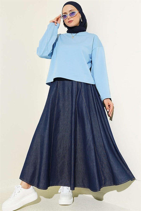 Basic Wide-Sleeve Blouse Blue